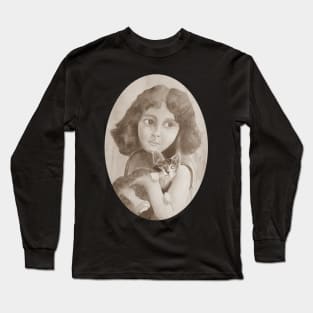 Girl with cat Long Sleeve T-Shirt